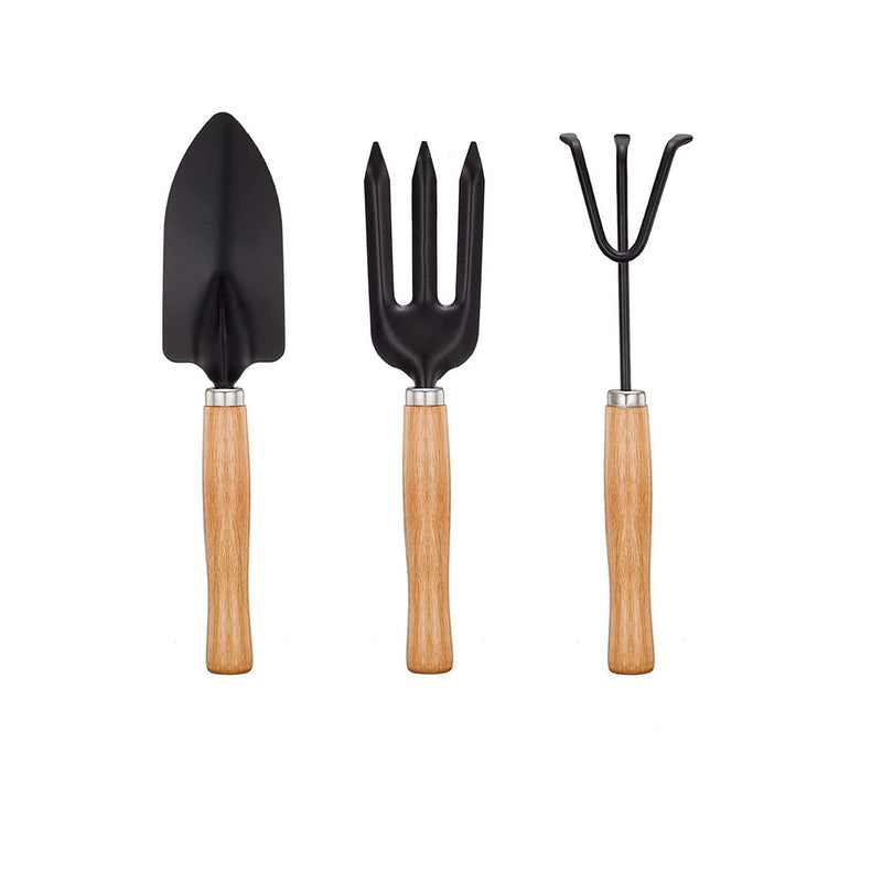 Oblivion Gardening Tool Set 4 Pcs – Pruner Shears, Hand Cultivator, Trowel & Fork with Wooden Handle for Planting, Weeding, Pruning & Soil Maintenance, Farming Equipment & Essential Garden Kit