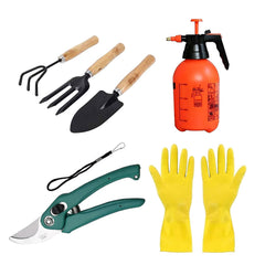 Oblivion Gardening Tool Set 4 Pcs – Pruner Shears, Hand Cultivator, Trowel & Fork with Wooden Handle for Planting, Weeding, Pruning & Soil Maintenance, Farming Equipment & Essential Garden Kit