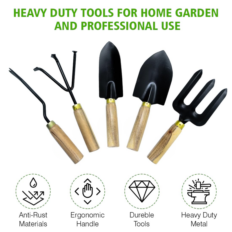 Gardening Tool Kit - Set of 5 ( Wooden Handle)